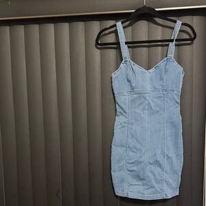 Light Blue Denim Mini Dress with Spaghetti Straps